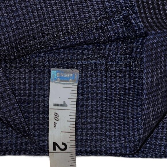 Hugo Boss Black Blue Check Wool Plain Front Trousers Size 36 x 32 - Picture 3 of 5